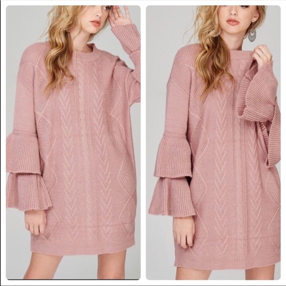 Sweater Dress with Tiered Sleeves - Picture 2 of 7